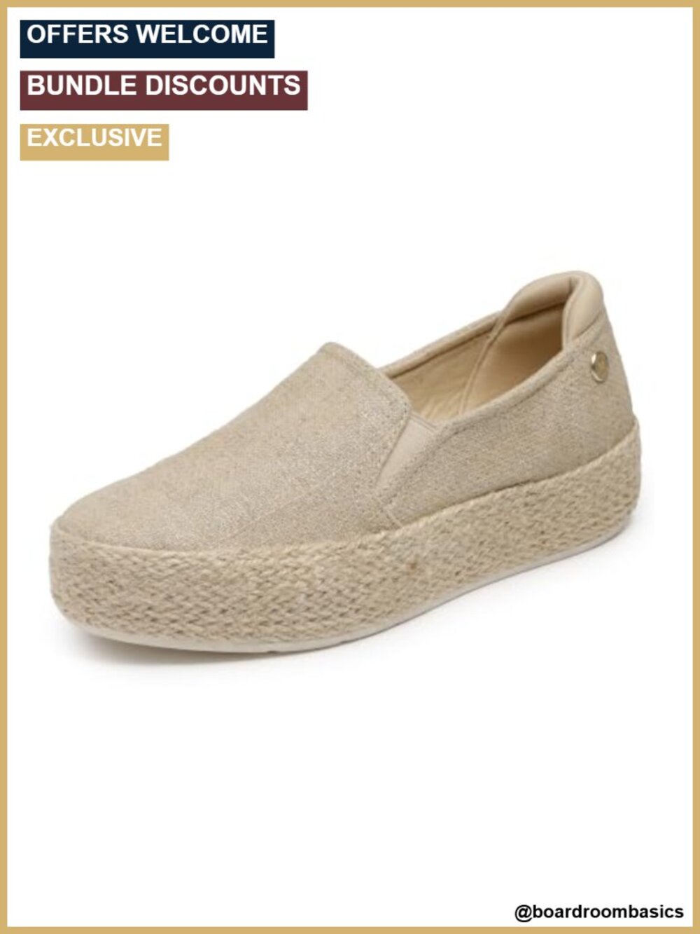Women's Canvas Slip-On Sneakers with Memory Foam and Espadrille Sole